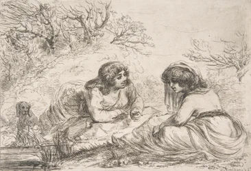Dos mujeres en un paisaje, finales del siglo XVIII-principios del siglo XIX