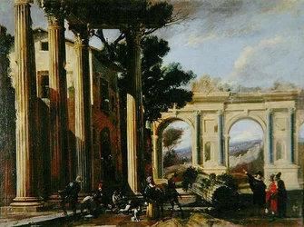Vista arquitectónica con dos arcos