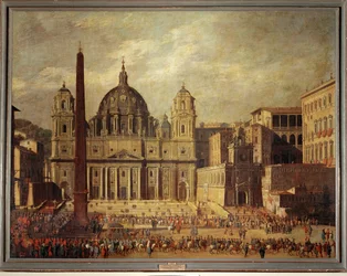 San Pedro en Roma. Fachada antes de la renovación (pintura sobre lienzo)