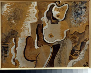 Composition abstraite - Oeuvre de Vladimir Davidovich Baranov Rossine (Baranov-Rossine) (Wladimir Daniel Baranoff Rossine (Baranoff-Rossine) (1888-1944), gouache sur carton (24x31 cm), vers 1913 - Abstract Composition, gouache on cardboard by Vladimir Davi