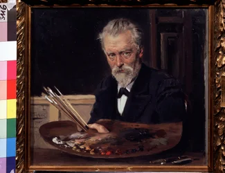 Autoportrait (Self Portrait). Peinture de Vladimir Yegorovich Makovski (Makovsky, Makovskij) (1846-1920), huile sur toile