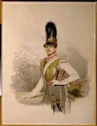 Retrato del conde Valentin Grigoryevich Stroganov (1801-1833) (retrato del conde V.G.Stroganov). obra de Vladimir Ivanovich Hau (Gau) (1816-1895), acuarela sobre papel, antes de 1832. Arte ruso