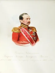Retrato del Barón Iosif Iosifovich von Velio (1795-1867) (Del Álbum de la Guardia Imperial a Caballo) - Hau (Gau), Vladimir Ivanovich (1816-1895) - 1846-1849 - Acuarela sobre papel - Instituto de Literatura Rusa IRLI ( Casa Pushkin), San Petersburgo