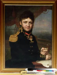 ""Retrato del navegante y oficial Yuri Lisyansky (Lisiansky ou Lisianski) (1773-1837)"" Pintura de Vladimir Borovikovsky (Borovikovski) (1757-1825) 1810 Museo Estatal de la Marina Central San Petersburgo