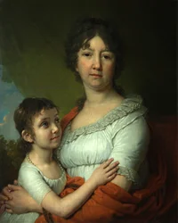 Retrato de A.E. Labzina y su hija adoptiva S.A. Mudrova, 1803