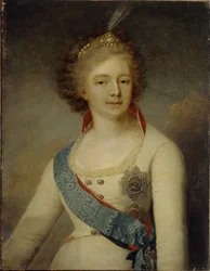 Retrato de la Emperatriz María Feodorovna 1759-1828 en el uniforme de la Guardia de Caballería, 1796