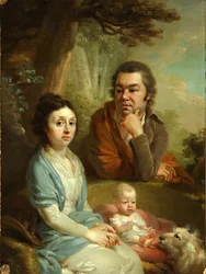 Retrato de Vasily Nebolsin, su esposa Avdotia y su hijo, finales de 1790s