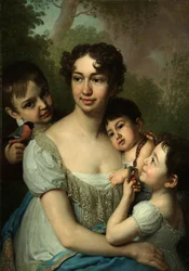 Retrato de Yelena Balashova con Niños