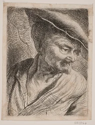 Retrato de un hombre mirando hacia abajo