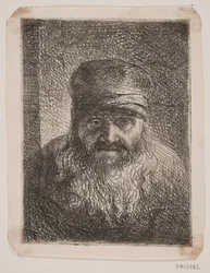Viejo barbudo. Retrato de busto de frente