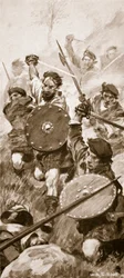 Los Highlanders en la batalla de Killiecrankie, 27 de julio de 1689 (litografía)