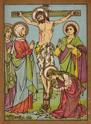 La Crucifixión de Nuestro Señor (litografía en color)