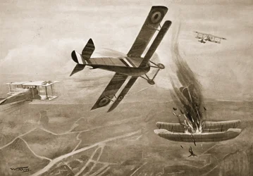 Batalla aérea del Capitán Hawker con tres aviones alemanes