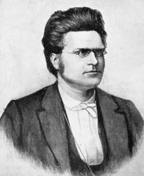Retrato de Bjornstjerne Martinius Bjornson (1832-1910), escritor, poeta y dramaturgo noruego, xilografía después de una fotografía de Budtz Mueller y co