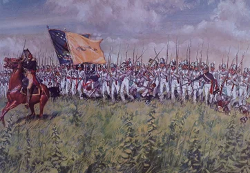 La Batalla de Chippawa (litografía en color)