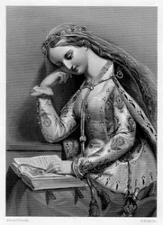Isabel de York, reina consorte del rey Enrique VII de Inglaterra, siglo XIX.