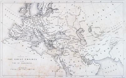 Los grandes imperios en la época de Carlomagno, c.1850