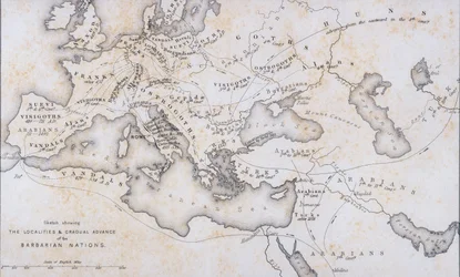 Los territorios y el avance gradual de las naciones bárbaras, hacia 1850