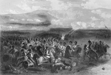 Carga de la caballería pesada en la batalla de Balaclava durante la guerra de Crimea, 1854 1857.