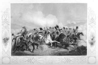 Caballería ligera atacando los cañones rusos en Balaclava durante la guerra de Crimea, 1854 1857