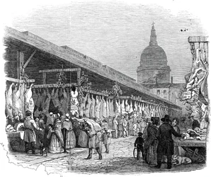 Mercado de Newgate, en Nochebuena, 1845