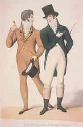 Vestidos de paseo y equitación matutinos, c1810