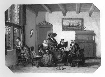 Un hogar familiar holandés antiguo, c1870
