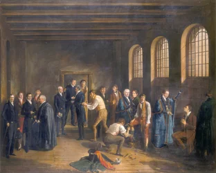 Prisión de Newgate en la Mañana de la Ejecución de Henry Fauntleroy, 1828
