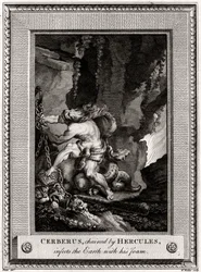 Cerbero, encadenado por Hércules, infecta la Tierra con su espuma, 1774