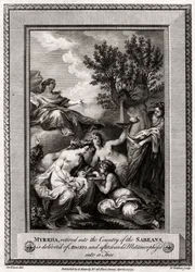 Myrrha, retirada al país de los sabeos, da a luz a Adonis, 1775