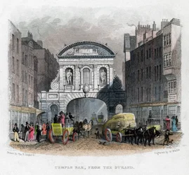 Temple Bar, desde el Strand, Londres, 1829