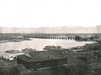 El río Min y el Gran Puente, Foochow, China, 1895
