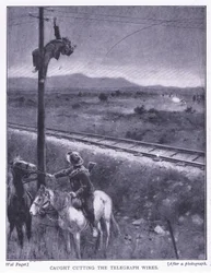Atrapado cortando los cables (ilustración de After Pretoria: The Guerilla War, 1902)