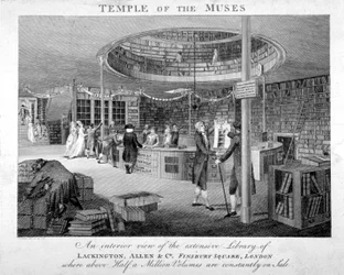 Librería Templo de las Musas en Finsbury Square, Londres, c. 1810