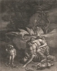 Adonis muere en brazos de Venus