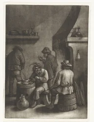 Hombres junto al hogar