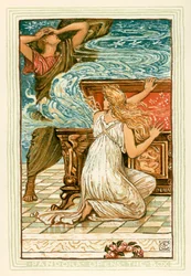 Pandora abre la caja (litografía en color)