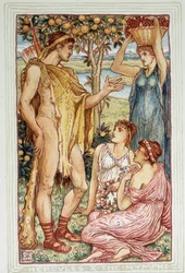 Hércules (Heracles) y las ninfas - en “A wonder book for girls and boys” de Walter Crane