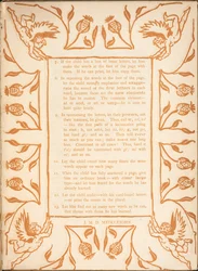 Instrucciones de lectura para un niño. Una cenefa floral, con querubines.