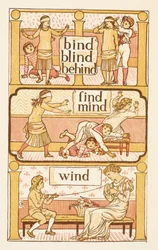 Palabras que riman y acaban en la letra D. Un juego de gallinita ciega. Para ilustrar el uso de la letra i. La cartilla dorada.