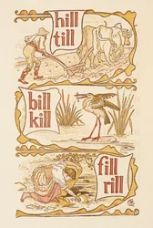 Palabras que riman y acaban en la letra L. Arar. Una cigüeña. La cartilla dorada.