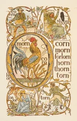 Palabras que riman acabadas en la letra N. Para ilustrar el uso de la letra O. La cartilla dorada.