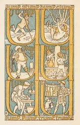 Palabras que riman acabadas en la letra P. Para ilustrar el uso de la letra U. La cartilla dorada.