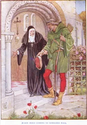 Robin Hood llegando a Kirkley Hall, c.1920