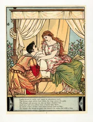 El príncipe despierta a la bella, del libro de imágenes de Barba Azul, pub. 1879 litografía en color, 1879
