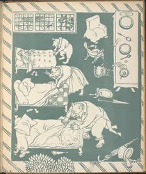 Los Tres Osos, haciendo sus camas.