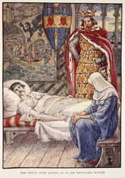 La bruja da consejos sobre la herida de Sir Tristram, de 