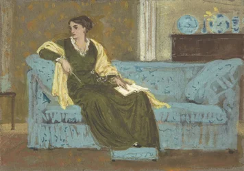 Mujer sentada en un sofá, 1865-1915