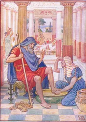 Sí, en verdad, tú eres Odiseo, ilustración de La Historia de Grecia, años 1930