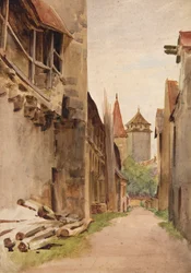 Calle trasera, Rothenburg (acuarela)